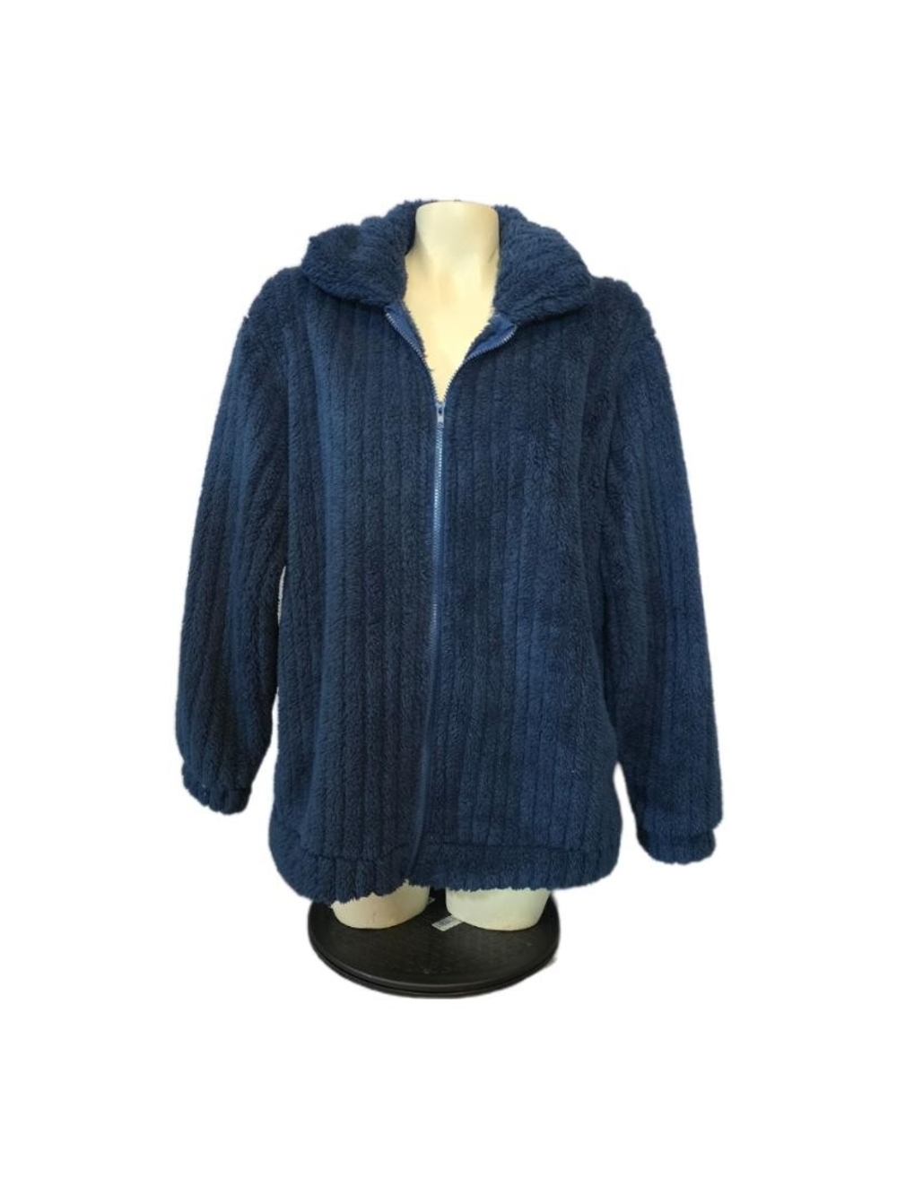 Cozy Plush Zip-Up Kids Jacket in Navy Blue